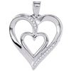 Image 1 : Diamond Double Nested Heart Pendant 1/20 Cttw 10kt White Gold