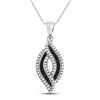 Image 1 : Round Black Color Enhanced Diamond Oval Pendant 1/3 Cttw 10kt White Gold