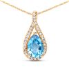 Image 1 : 0.89 ctw Swiss Blue Topaz & Diamond Pendant 14K Yellow Gold - REF-32K2T