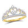 Image 1 : Diamond Heart Crown Fashion Ring 1/5 Cttw 10kt Yellow Gold