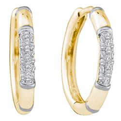 Diamond Cluster Hoop Earrings 1/6 Cttw 14kt Yellow Gold