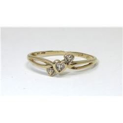 Estate - 10 KT Yellow Gold Diamond 3 Heart Ring