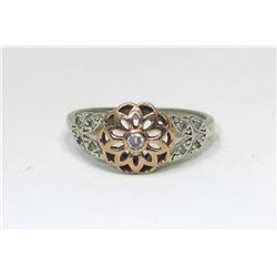 Estate - 10 KT White & Rose Gold Diamond Ring