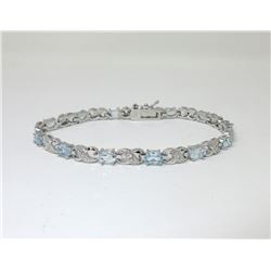 7.15 CTW Blue Topaz & Diamond Tennis Bracelet