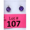 Image 1 : New Amethyst & Diamond Stud Earrings