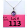 Image 1 : Amethyst & Diamond Sterling Silver Pendant