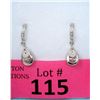 Image 1 : Green Amethyst & Diamond Dangle Earrings