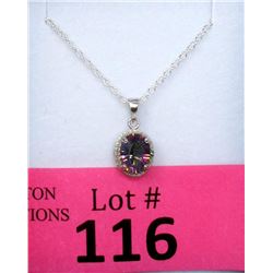 Mystic Topaz & Diamond Sterling Silver Pendant