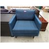 Image 1 : New Blue Fabric Upholstered Arm Chair