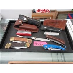 7 Pocket and Folding Knives - 4 Sheaths