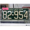 Image 1 : Rare USA 1941 New Hampshire License Plate