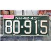 Image 1 : Rare USA 1943 New Hampshire License Plate
