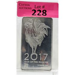 10 Oz. 2017 Year of the Rooster .999 Silver Bar