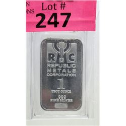 1 Oz Republic Metals Corp .999 Silver Bar