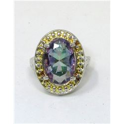 Large Rainbow Mystic Topaz Solitaire Ring