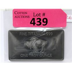 1 Troy Oz. .999 Fine Titanium Buffalo Bar