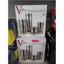 3 New 4 Piece Glass Storage Jar Sets- Silver Color