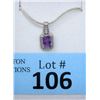 Image 1 : 1 CT Amethyst & Diamond Sterling Silver Pendant