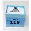 Image 2 : Sterling Silver Amethyst & Diamond Solitaire Ring