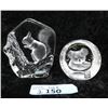 Image 1 : 2 Signed Mats Jonasson Swedish Crystal Sculptures