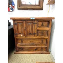 Rustic Wood Dresser with Copper Pulls