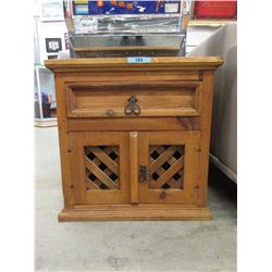 Solid Wood End Table with Drawer & Door