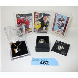 3 Pittsburgh Penguins Jewelry & 3 Hockey Cards