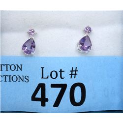 New 1.25 Carat Amethyst Sterling Silver Earrings