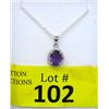 Image 1 : Amethyst & Diamond Sterling Silver Pendant