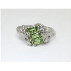 Green Peridot & Diamond Cocktail Ring