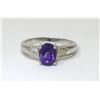 Image 1 : Amethyst & Diamond Sterling Silver Ring