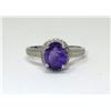 Image 1 : Amethyst & Diamond Solitaire Cocktail Ring
