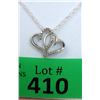 Image 1 : New 7 Diamond Double Heart Silver Necklace