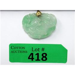 Large Carved Jade Pendant with 18KT Gold Bale
