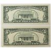 Image 2 : TWO 1977-A $5.00 FEDERAL RESERVE "STAR" NOTES: