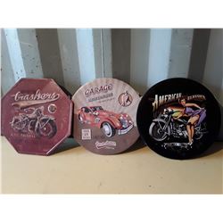 3 Metal Signs Apx 12"