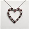 Image 2 : Silver Natural Garnet Cubic Zirconia Heart Shaped Pendant With Chain Necklace (~length 18"cm), Sugge