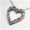 Image 1 : Silver Simulated Alexandrite Cubic Zirconia Heart Shaped Pendant With Chain Necklace (~length 18"cm)