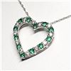 Image 1 : Silver Simulated Emerald Cubic Zirconia Heart Shaped Pendant With Chain Necklace (~length 18"cm), Su