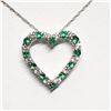 Image 2 : Silver Simulated Emerald Cubic Zirconia Heart Shaped Pendant With Chain Necklace (~length 18"cm), Su