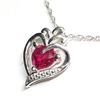 Image 1 : Silver Created Ruby Heart Shaped Pendant With Chain Necklace (~length 18"cm), Suggested Retail Value