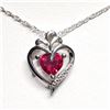 Image 2 : Silver Created Ruby Heart Shaped Pendant With Chain Necklace (~length 18"cm), Suggested Retail Value