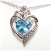 Image 2 : Silver Blue Topaz Heart Shaped Pendant With Chain Necklace (~length 18"cm), Suggested Retail Value $