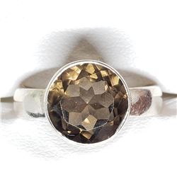 Silver Smokey Quartz (5.1Gm) Ring (~Size 8), Suggested Retail Value $60