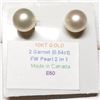 Image 3 : 10K Yellow Gold Garnet (0.64ct) Freshwater Pearl 2 In 1 Earrings, Made in Canada, Suggested Retail V