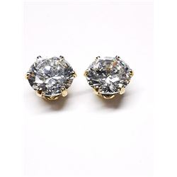 10K Yellow Gold Cubic Zirconia (6.5Mm) Earrings, Made in Canada, Suggested Retail Value $240