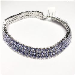 Silver 186 Natural Tanzanite(10.9ct) (25.64Gm) Bracelet (~length 7.5"cm), Appraised Retail $2896
