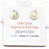 Image 1 : 14K Yellow Gold Diamond(0.02ct) Earrings, Made in Canada, Suggested Retail Value $200