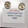 Image 3 : 14K Yellow Gold Diamond(0.16ct) 0.44Gm (I, Gh) Earrings, Made in Canada, Appraised Retail $1033