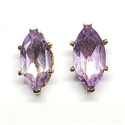 14Kt Yellow Gold Fill Amethyst(1.2ct) Stud Earrings E , Made in Canada, Suggested Retail Value $80
